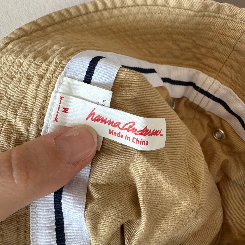 Hanna Andersson Vintage Gingham Plaid‎ Navy Red Reversible Bucket Hat Medium